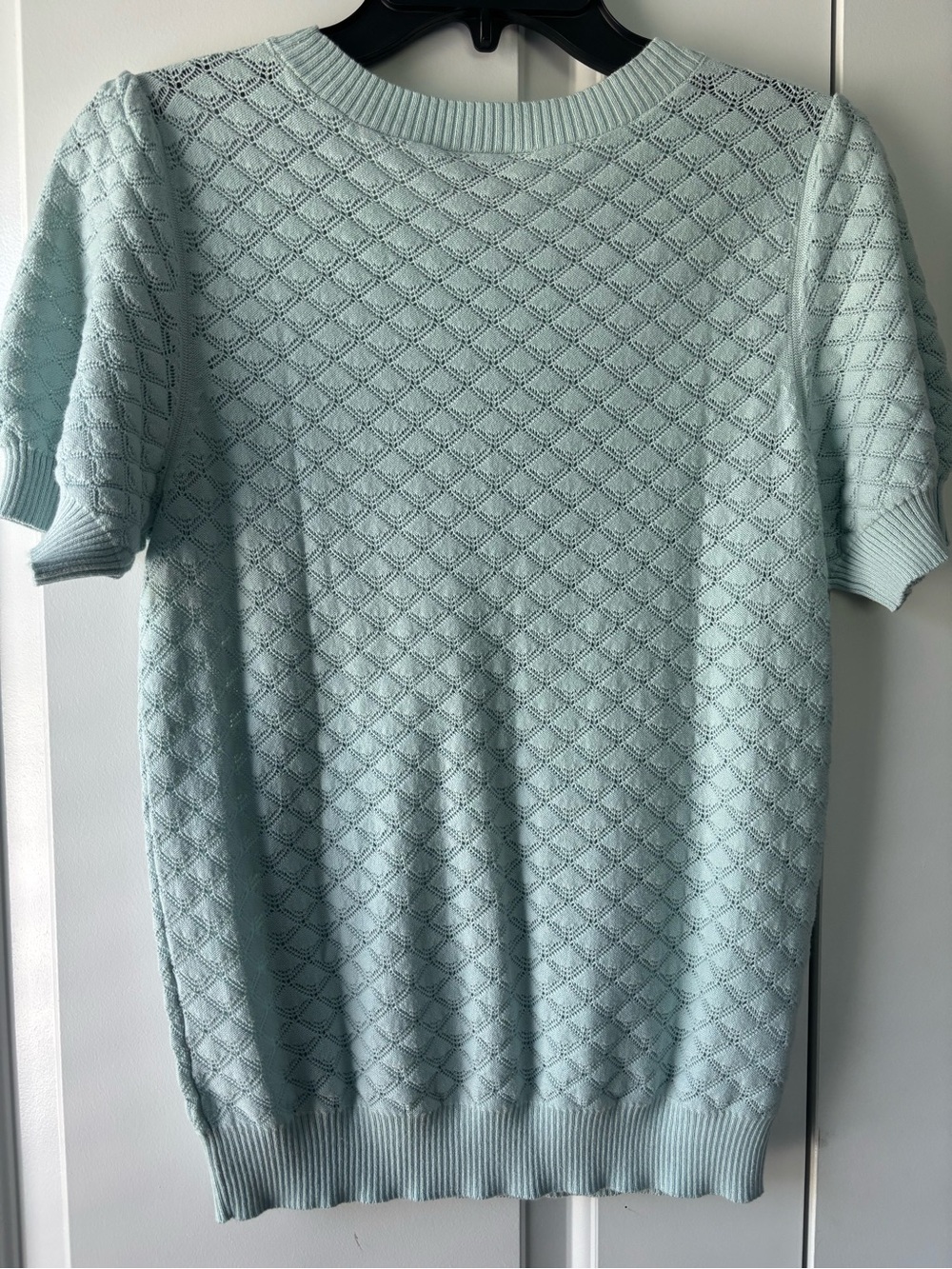LOFT Outlet NWT Mint Green Pointelle Knit Short Sleeve Sweater Size S - Picture 4 of 4